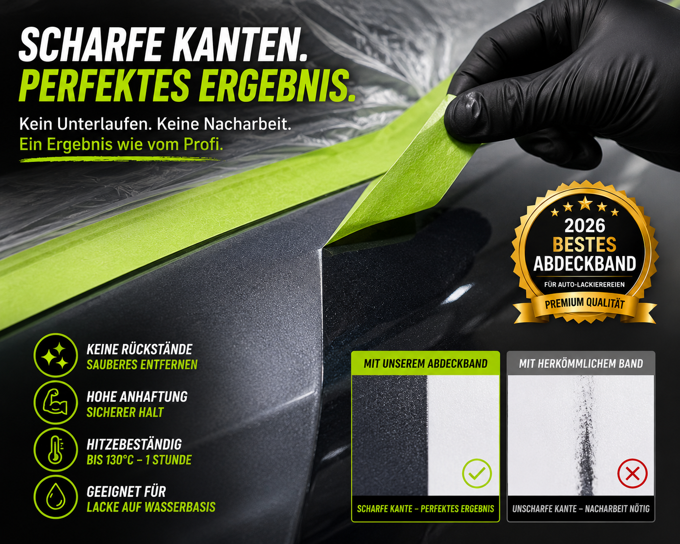 Abdeckband grün Lackiererei Abdeckband Kreppband Lack Auto KFZ 19|30|50mm