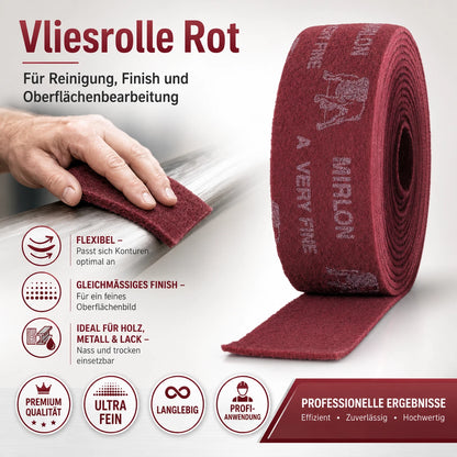 Mirlon Mirka Schleifvlies VeryFine VF360 10 Meter Rolle 115mm x 10m rot Vlies
