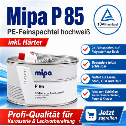 Spachtel Kfz Mipa P 85 Polyester Feinspachtel 2kg - Hochweiß + Härter
