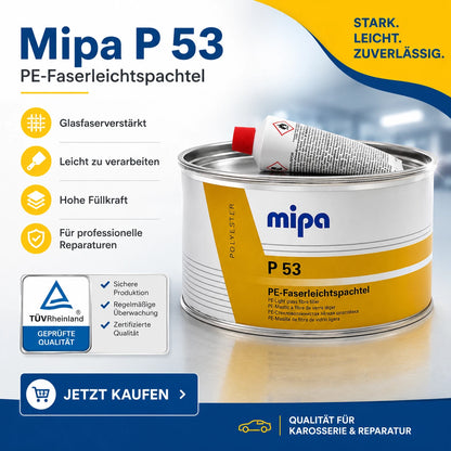 Spachtel Kfz Mipa P 53 PE Faserleichtspachtel 2kg - Gelb + Härter