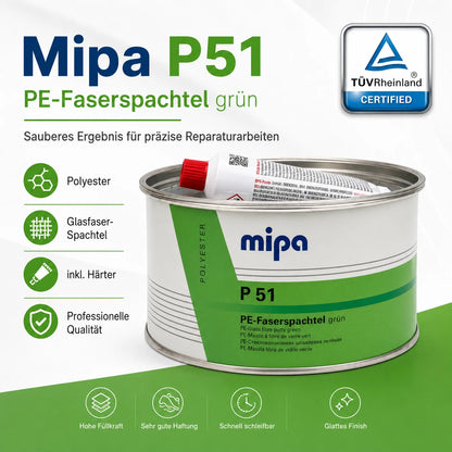 Spachtel Kfz Mipa P 51 Glasfaserspachtel Faserspachtel 2kg - Grün + Härter