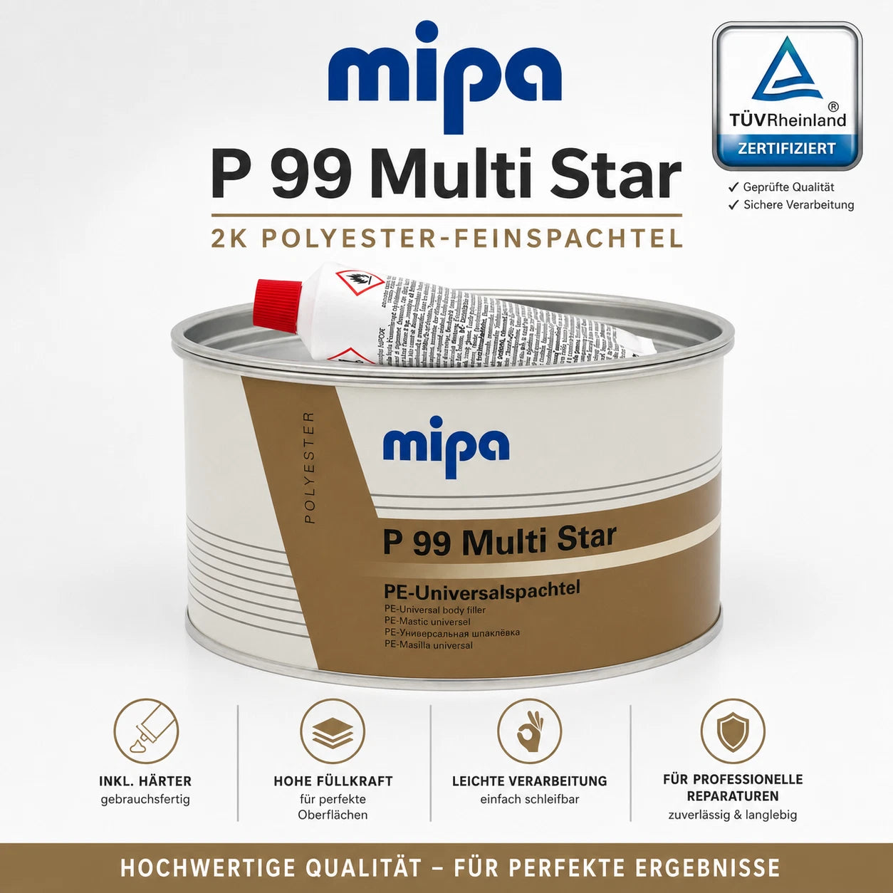 Spachtel Kfz Mipa P 99 Multi Star Universalspachtel 2kg - Beige + Härter