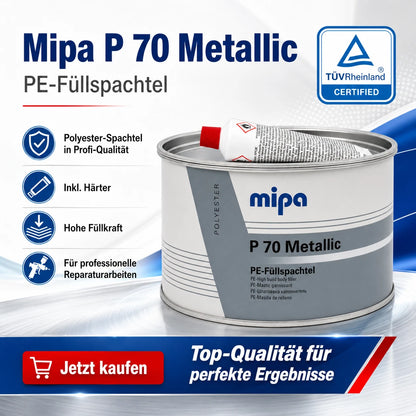 Spachtel Kfz Mipa P 70 Metallic PE-Füllspachtel 2kg - Grau + Härter